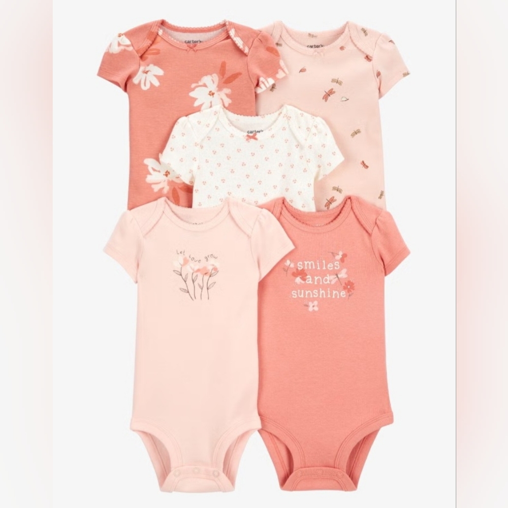 Carter's Baby Girl Bodysuit Set - Pink and Peach NWT